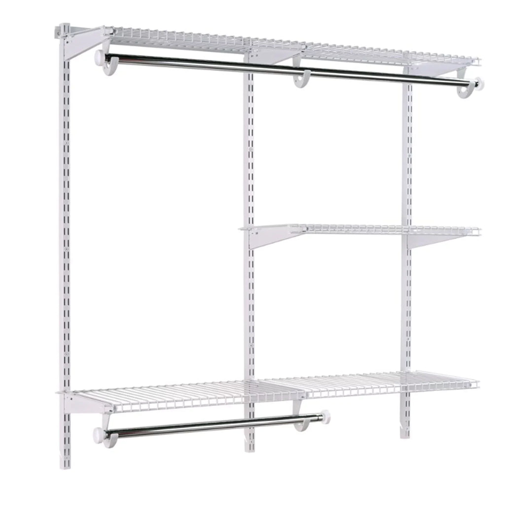 8 Custom to 4 (2 Rubbermaid Kit, Closet White Configurations Pack) Ft Organizer