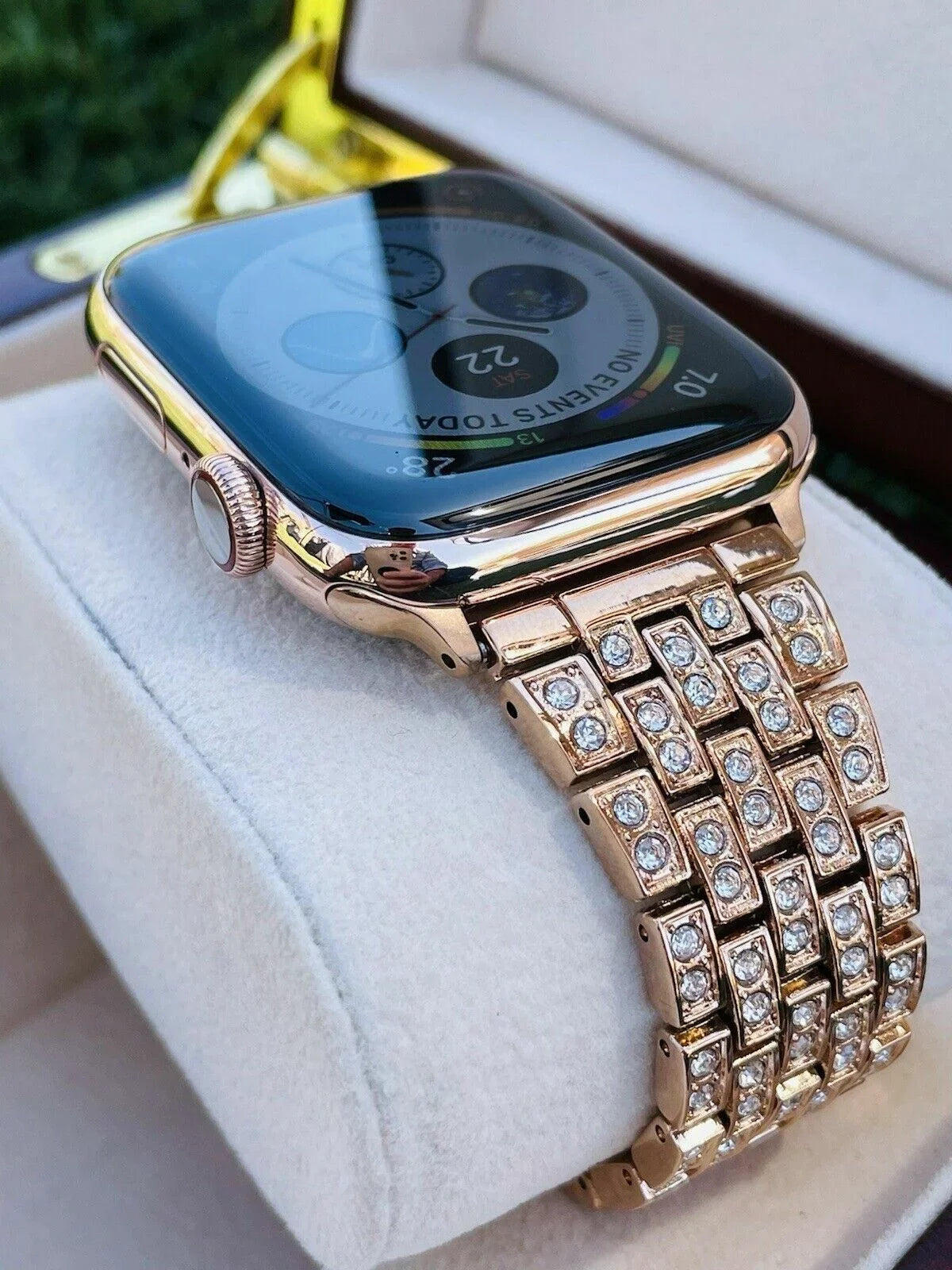 24K 7 Stainless 45MM Gold iWatch Steel Band Gold SERIES Rose Custom Rose
