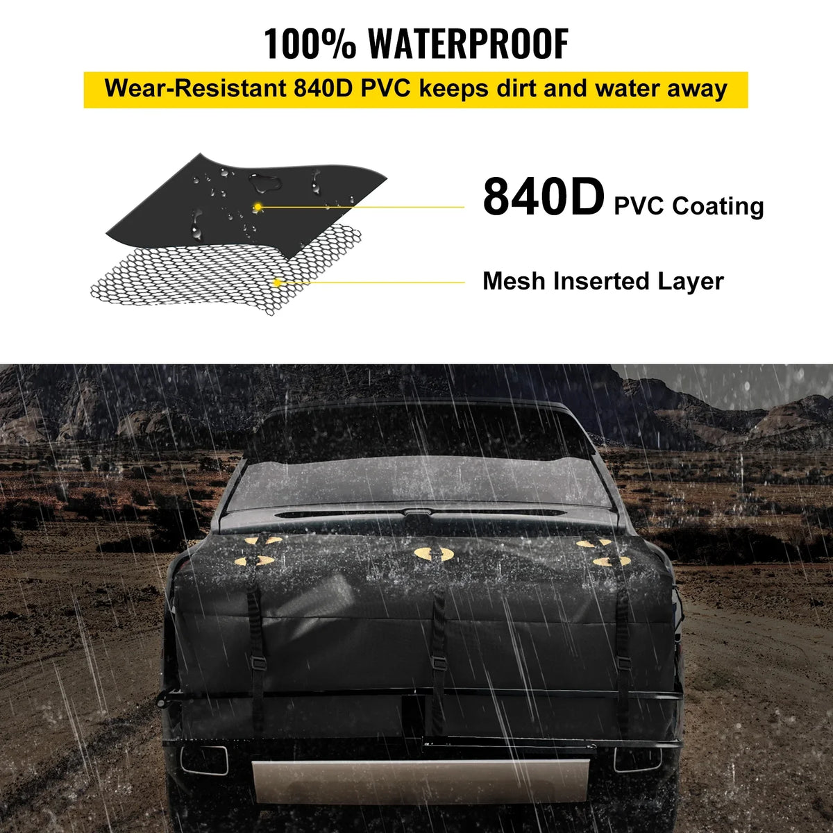 for Heavy Straps, Bag Hitch Cargo Cargo Hitch Cubic Reinforced Truck 48"x20"x22" Feet), 840D Carrier Fits Waterproof Hitch (12 Car Vans SUV PVC, with Basket BENTISM Carrier Bag, Duty