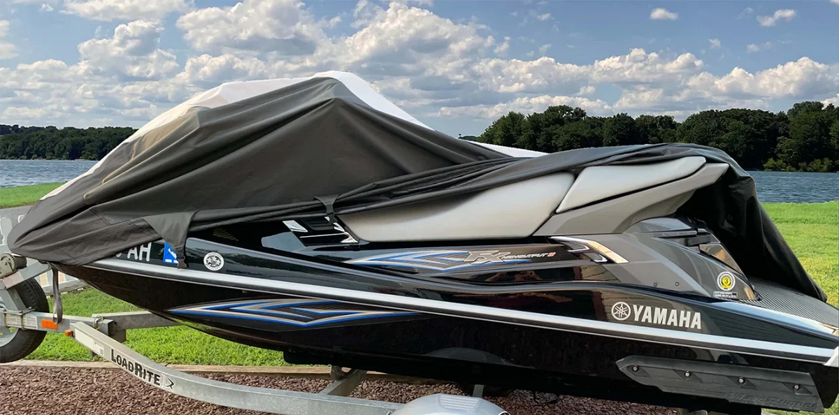 Ski Cover Jet STX-15F Kawasaki HEAVY-DUTY Black/Grey for JetSki Cover SUPER Trailerable PWC Compatible 2003-2017