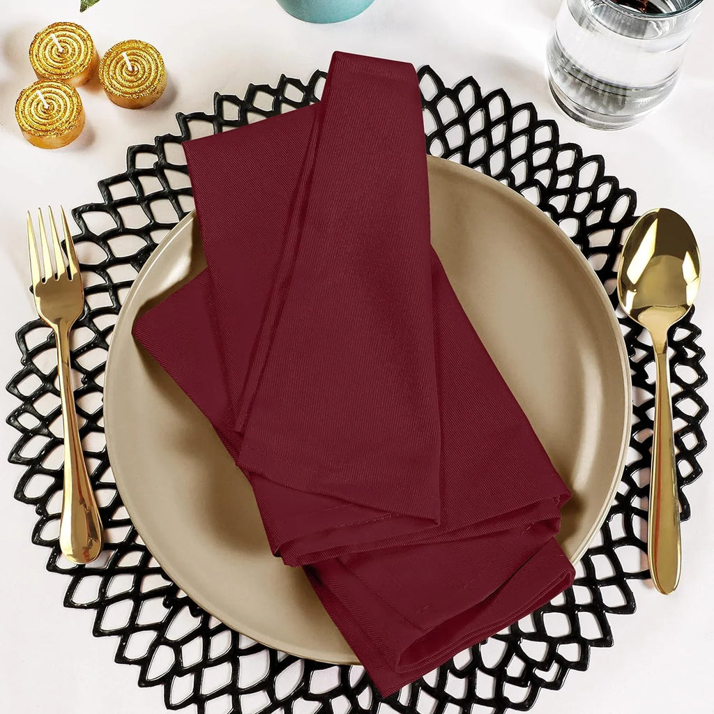 Lunch, Weddings, Washable Restaurant, 18x18 Inch] Cotton Blend Burgundy Hotel, Table [12 Pack, Reusable Inch Napkins Dinner and for Napkins 18x18 Kitchen Cloth Parties Event and Utopia Burgundy