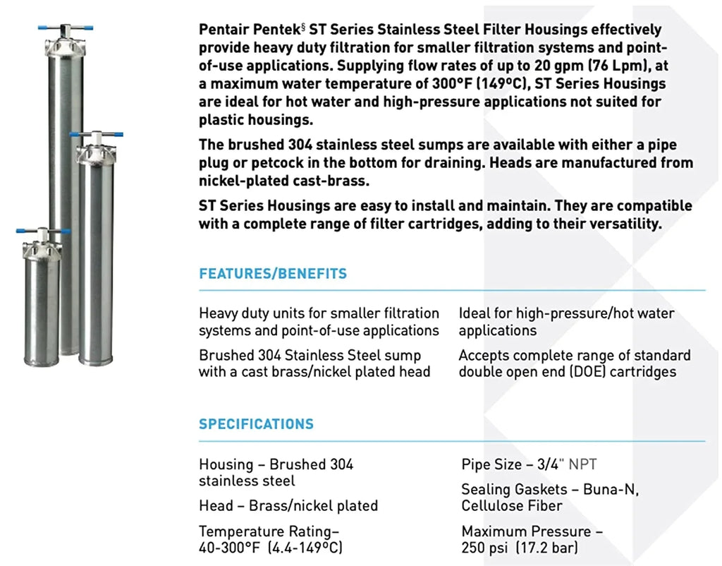Steel Filter 34 156017-02 Stainless ST-1 Housing Pentek
