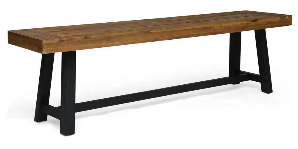 Teak Outdoor in Bench Black Raphael Sandblast and