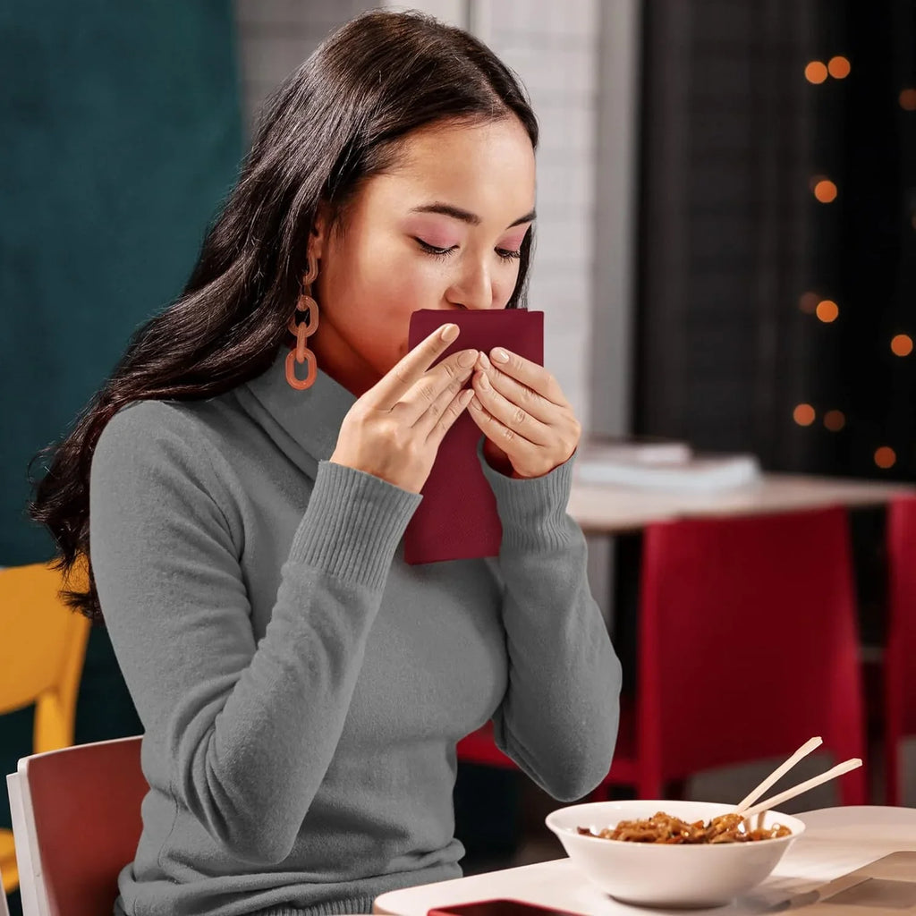 Lunch, Weddings, Washable Restaurant, 18x18 Inch] Cotton Blend Burgundy Hotel, Table [12 Pack, Reusable Inch Napkins Dinner and for Napkins 18x18 Kitchen Cloth Parties Event and Utopia Burgundy