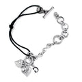 CL107B03 Silver Watches cm) Black Sterling silver GC Leather Ladies'Bracelet (19