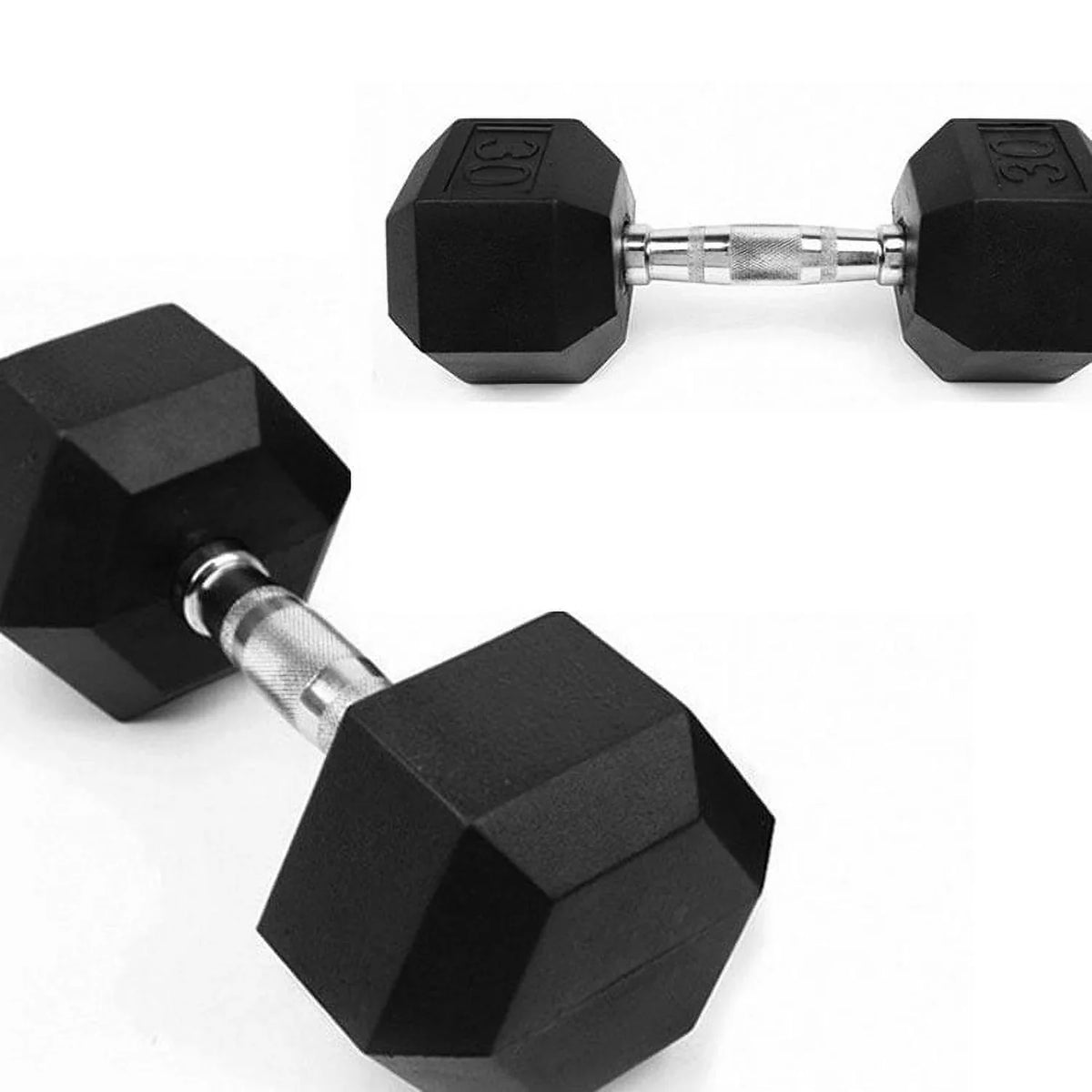 lbs Fitness Hex French Rubber Dumbbell 110 Coated (New)