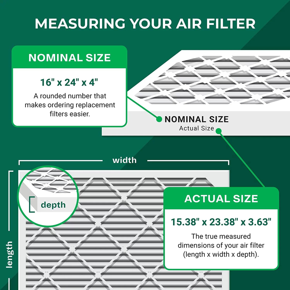 (6-Pack) Pleated 8 MERV Filters Filterbuy Air AC HVAC 16x24x4 Furnace
