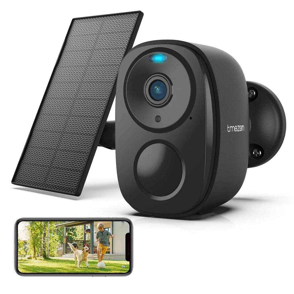 Color Wireless Outdoor & Outdoor PTZ Solar 360° Spotlight WiFi, Camera, Security Night White Vision, Security Camera Siren, View, 2K/3MP