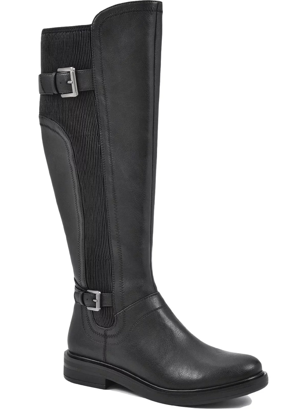 MEDITATE White Knee-High Faux Leather Block Boots Heel Mountain Womens