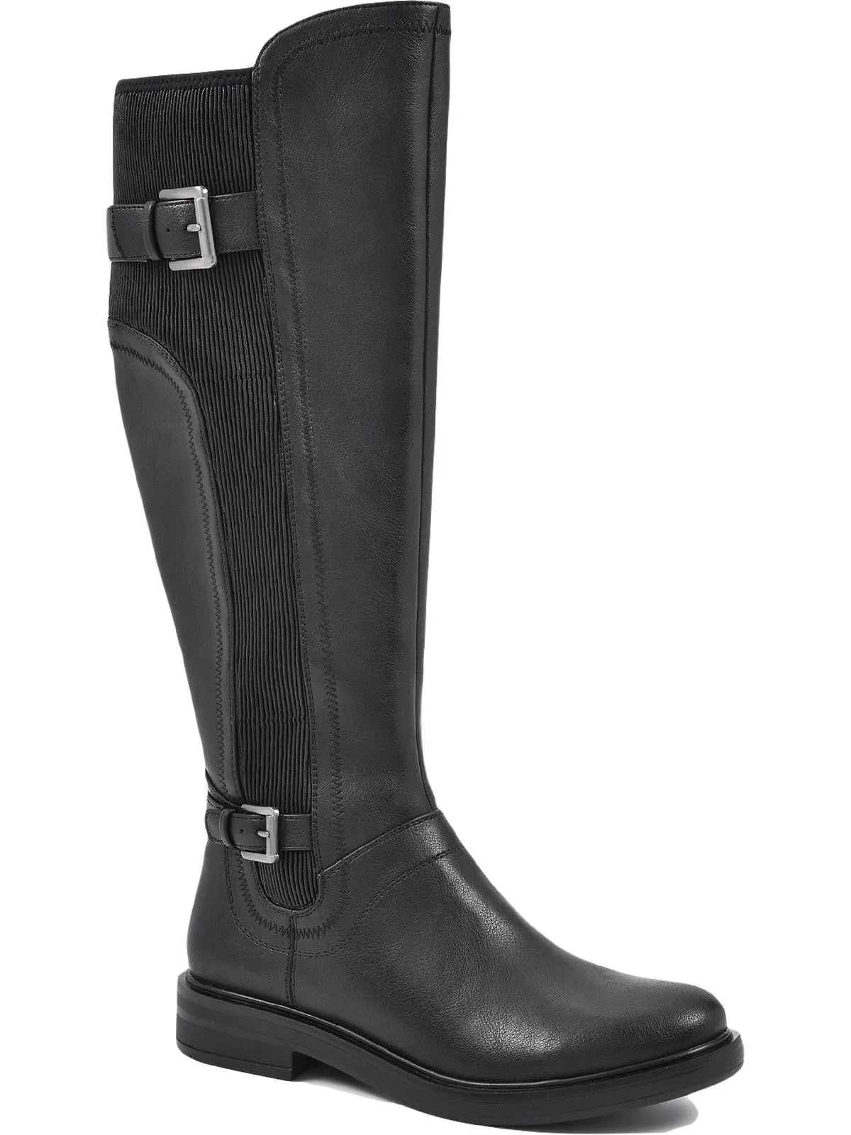 MEDITATE White Knee-High Faux Leather Block Boots Heel Mountain Womens