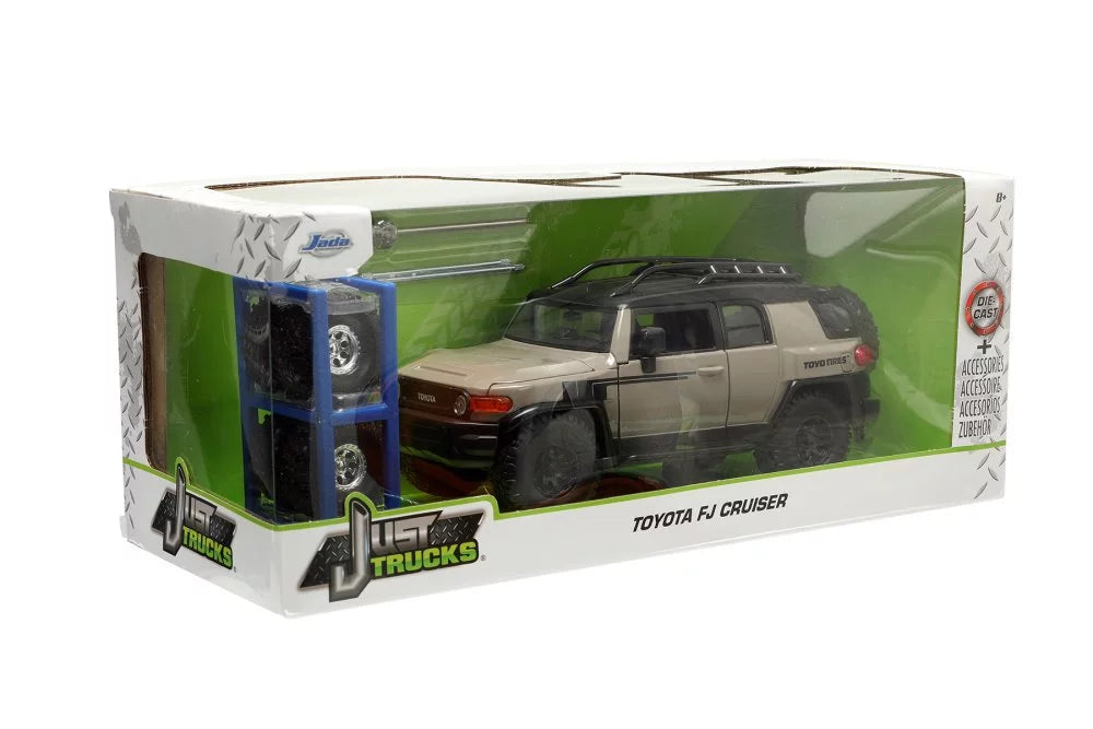 Roof 1/24 Toyota scale 34008 Jada and FJ Toys Cruiser Diecast w/ Wheels, Car Extra Rack - - Beige
