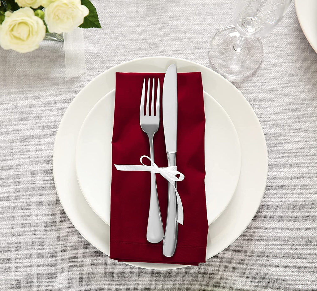Lunch, Weddings, Washable Restaurant, 18x18 Inch] Cotton Blend Burgundy Hotel, Table [12 Pack, Reusable Inch Napkins Dinner and for Napkins 18x18 Kitchen Cloth Parties Event and Utopia Burgundy