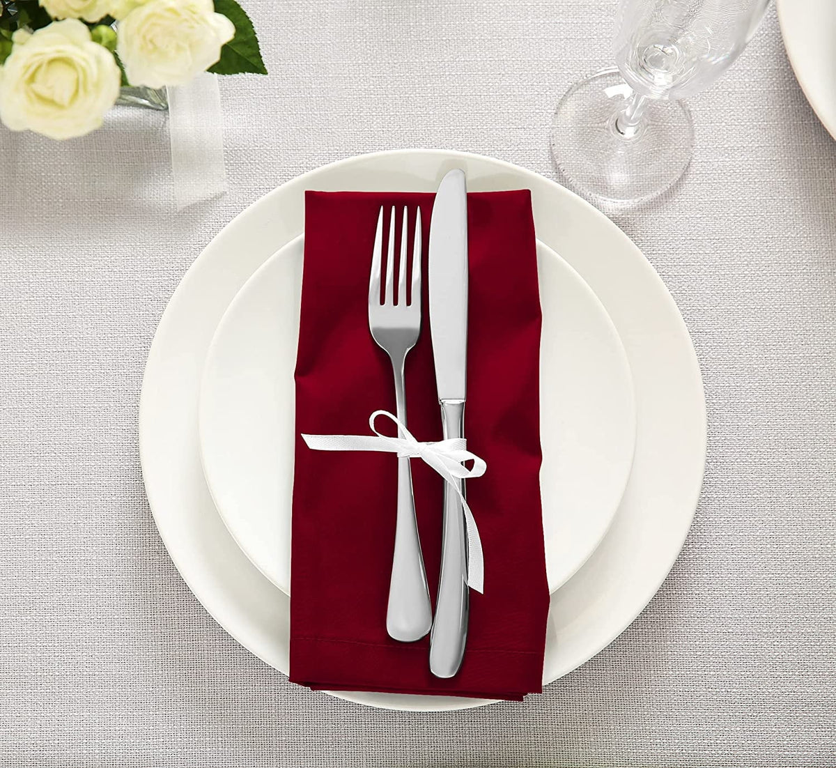 Lunch, Weddings, Washable Restaurant, 18x18 Inch] Cotton Blend Burgundy Hotel, Table [12 Pack, Reusable Inch Napkins Dinner and for Napkins 18x18 Kitchen Cloth Parties Event and Utopia Burgundy