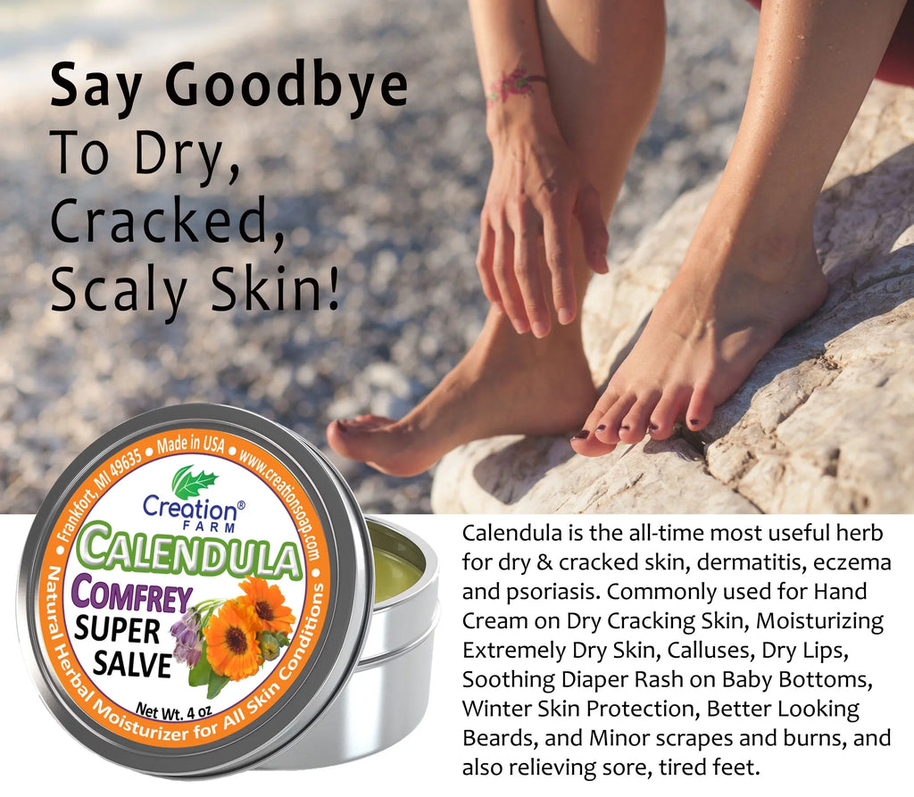 4 Calendula 4 Tin, Rash Farm by Ointment, Tin Wound Salve Creation oz Herbal Skin oz Comfrey Treatment