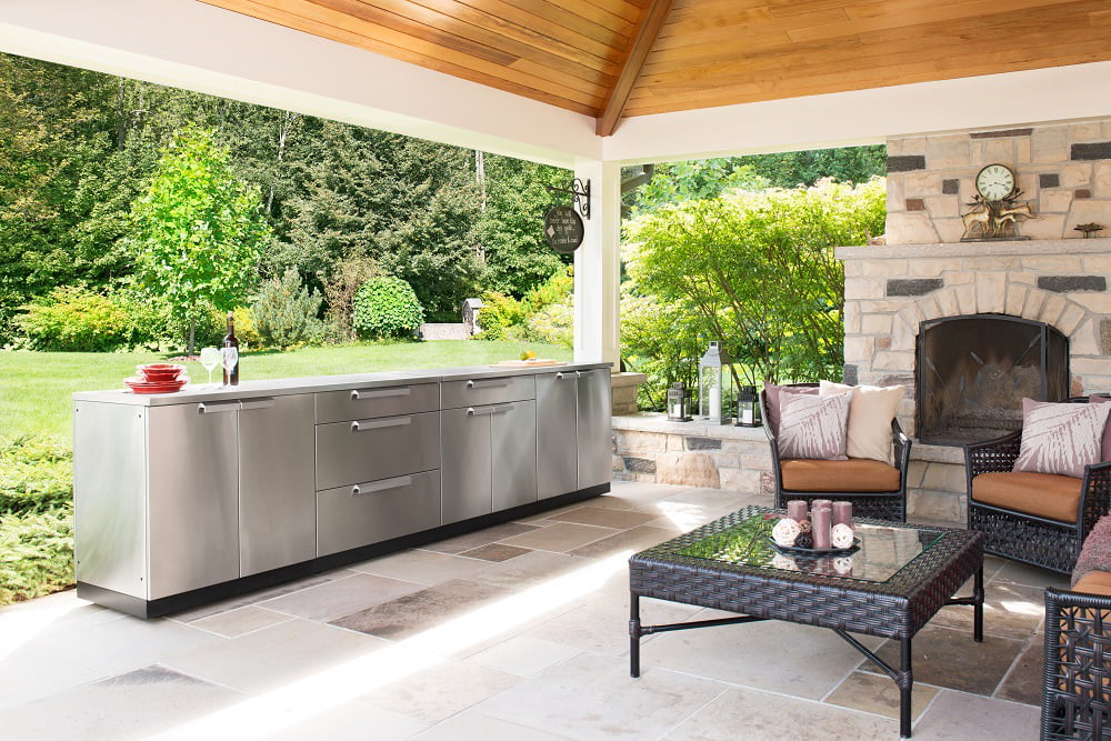 with Cabinet Kitchen Stainless Set Countertops in 5 Steel Piece Outdoor