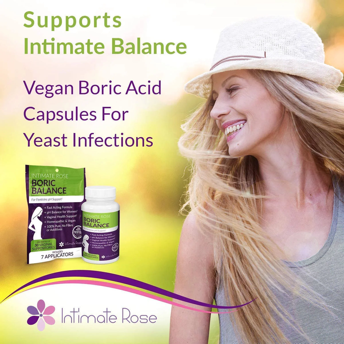 Intimate Vaginal Yeast pH Boric Women, Acid for Applicators 21 100% USA + Infection, for Vaginosis, 90-Count Suppositories, Boric Bacterial Vaginitis, Balance Acid - (600mg) in Rose Suppositories made