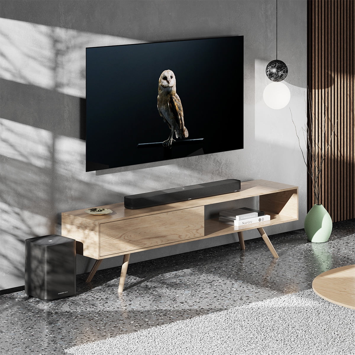 DTS:X Ambeo Soundbar AMBEO Sennheiser 8in Sub and 350W Atmos with Soundbar 7.1.4 Bluetooth Subwoofer Wireless Channel Plus Dolby with with