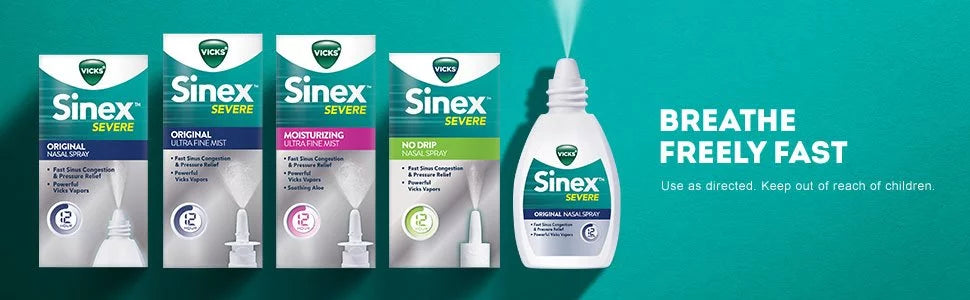 4-Pack 0.50 Severe Vicks Oz, Menthol Spray With Sinex Nasal