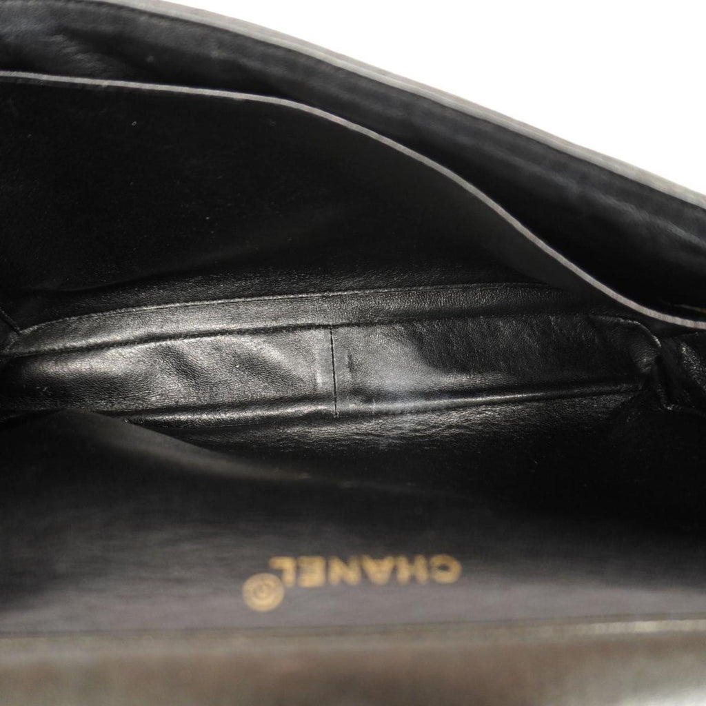 Black W Matelasse Chanel Chain Face Shoulder Pre-Owned Lambskin (Good) Women's Bag Double