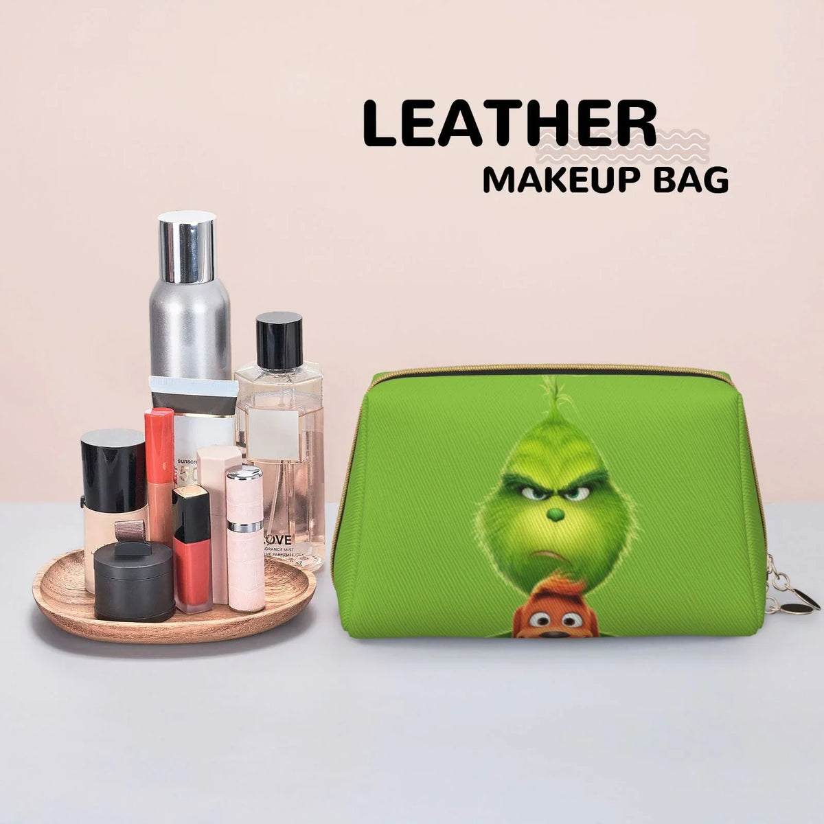 Organizer Bag Purse Storage Travel Grinch Pouch Cosmetic Animated Gift Portable Bag Toiletry Makeup Leather