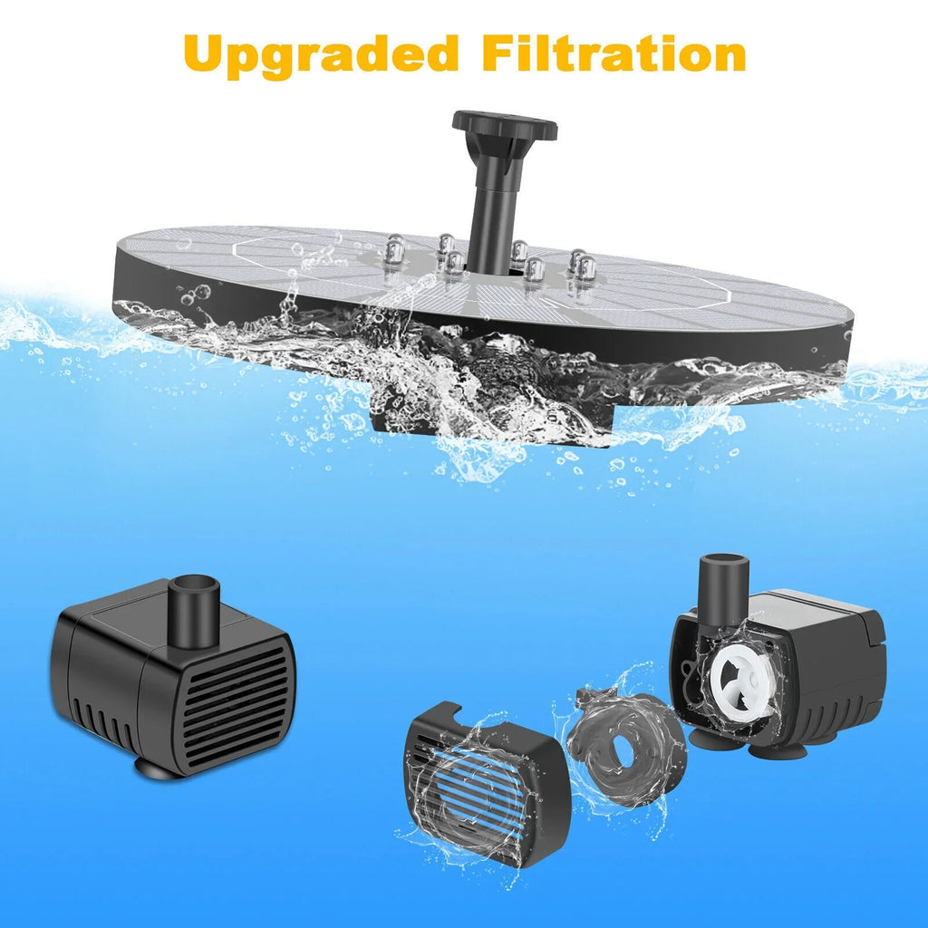 Solar Floating Pond Pool Bird Power Bath Water Outdoor Garden Pump Fountain 6LED