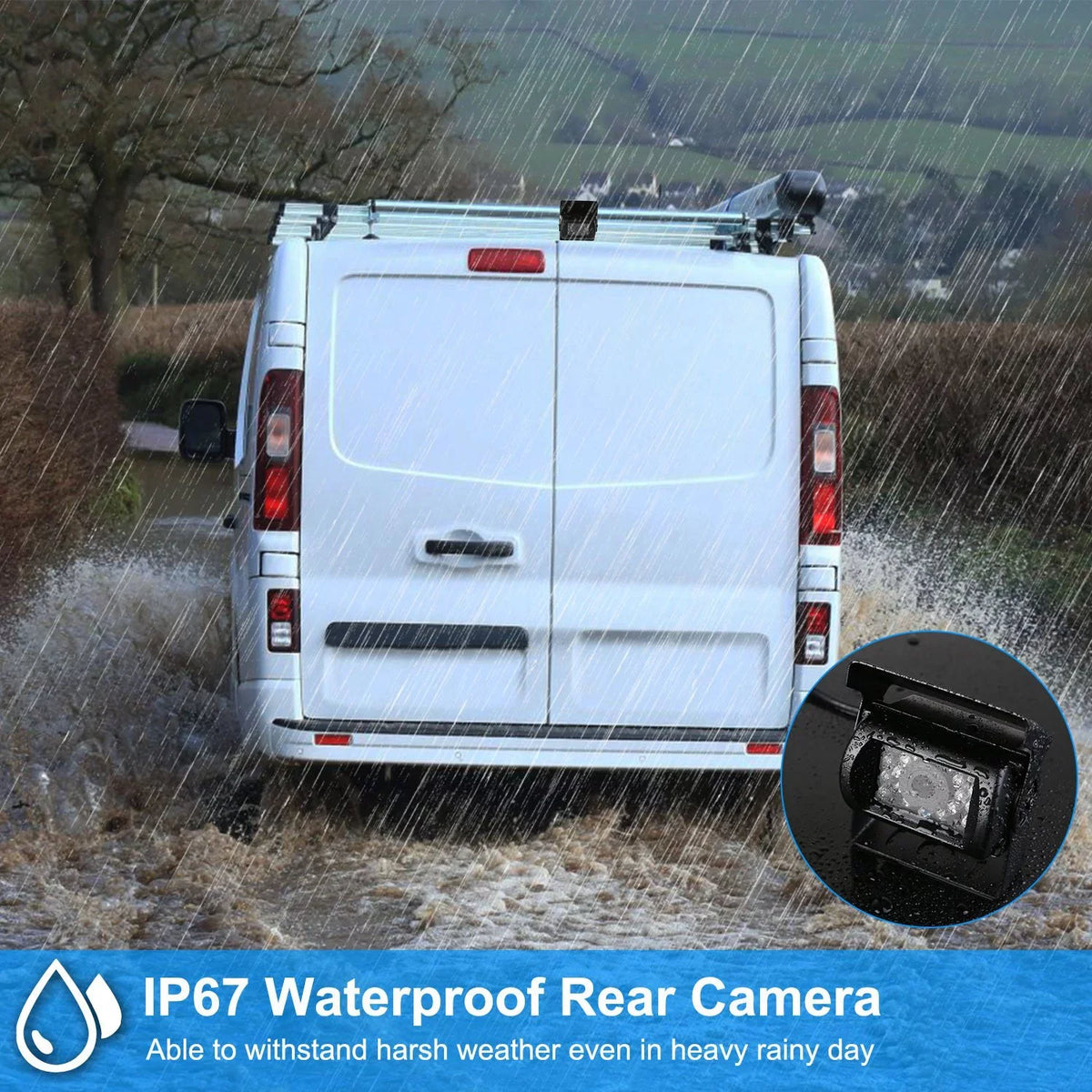 Night Waterproof Car Trunk Parking SUV with Vision IP67 for Parking Reverse Camera, Car System, Rearview Reverse Vehicle 7In Car Backup Monitor Camera, Van System Reverse