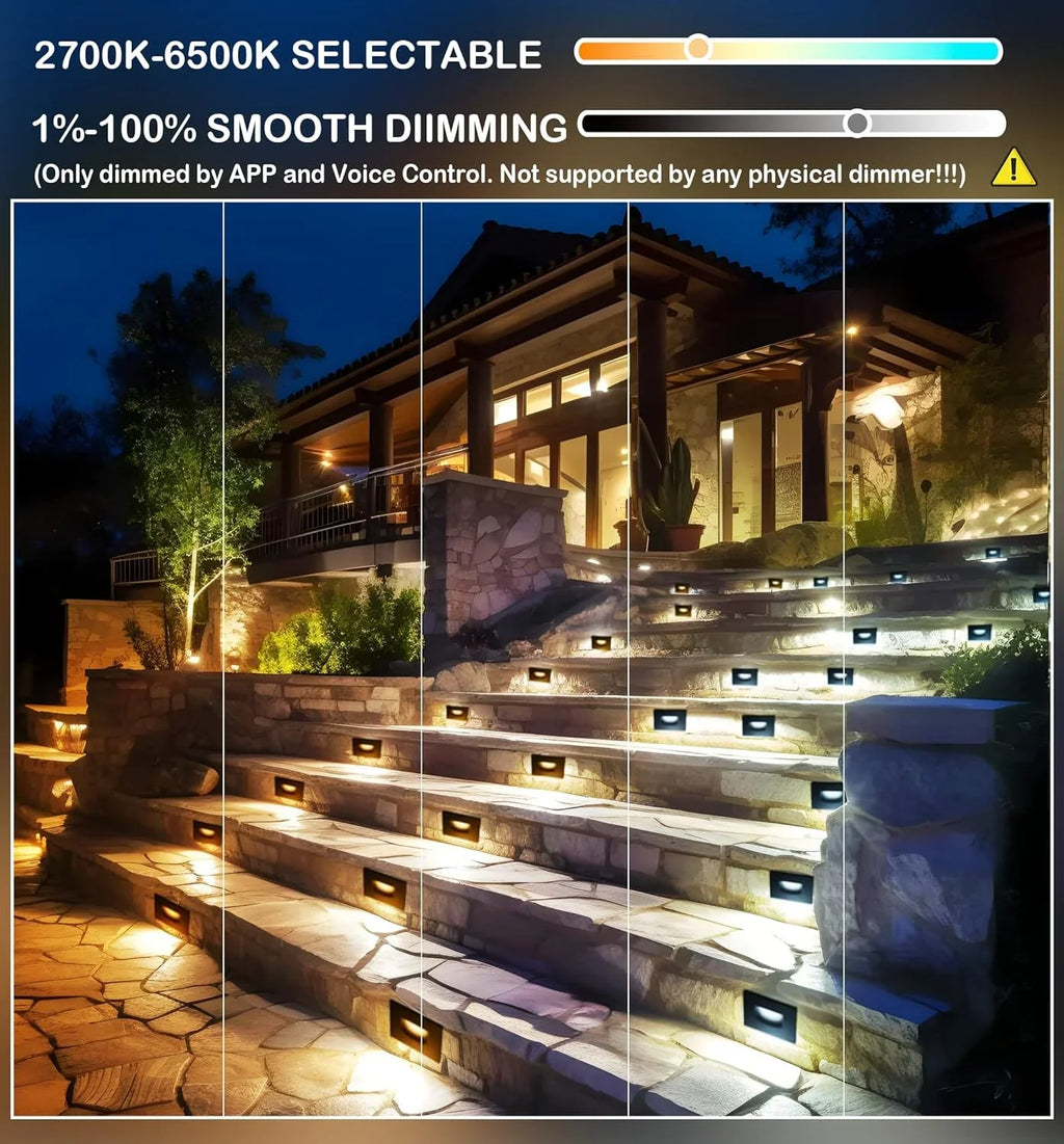 and Outdoor Assistant, with LED Smart Home Google 6 2700K-6500K,Hub Pack Lights,3W 120V Color Lights, Step Included,Compatible RGBCW Stair Indoor Changing