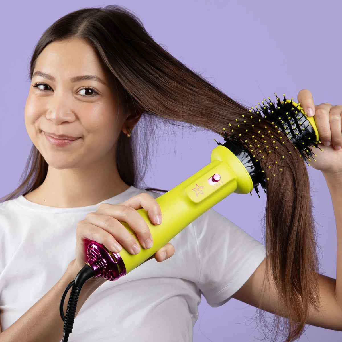 Ion, Volumizing 1 Settings, Round Yellow Temp Tool Styler, in 4 Blowout California Brush, & 3 Professional Anti-Frizz Collection, Quality Brush, Dryer Hair Salon Hot Negative