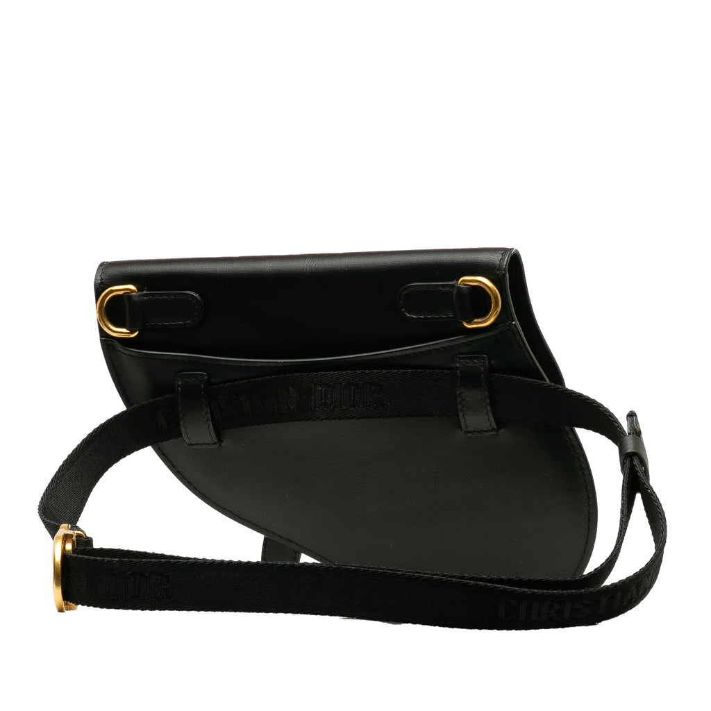 Black Pre-Owned Belt Authenticated Saddle Bag Dior Calf Unisex (Good) Leather