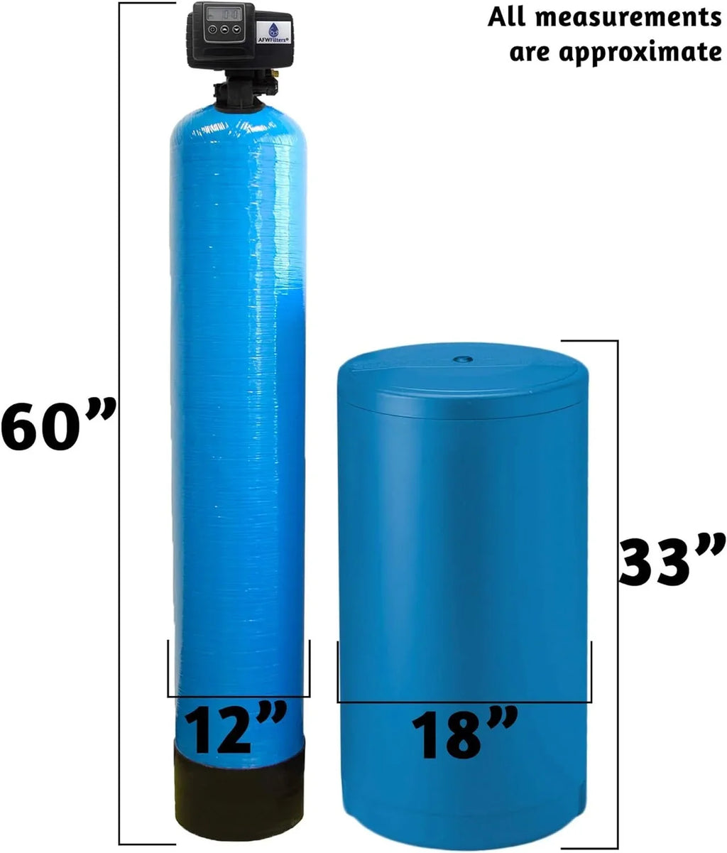 FNPT 64k Water Softener Whole 2 cubic Iron Stainless and Home Pro Connection, Blue AFWFilters 3/4" with Tanks Steel Resin, Foot Fine Mesh