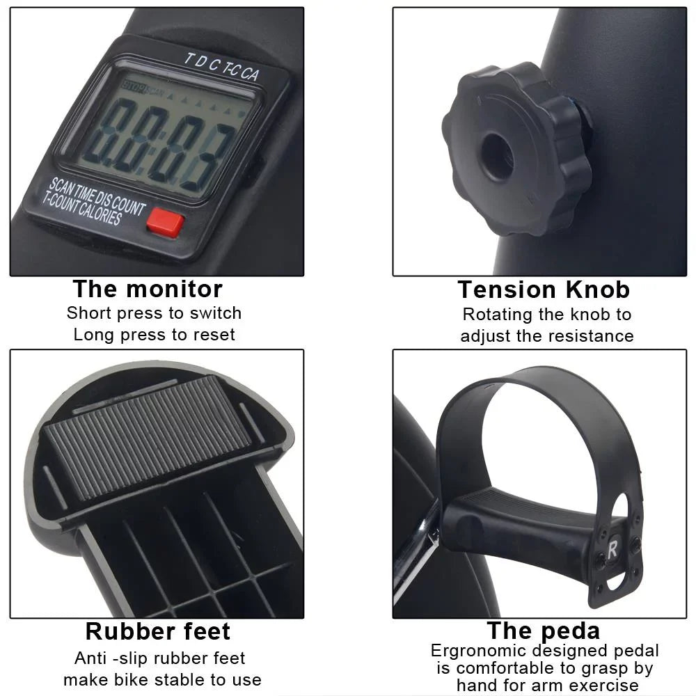Desk Bike Home Black ExerciseTherapy Exerciser, Pedal Under Bicycle, GoDecor