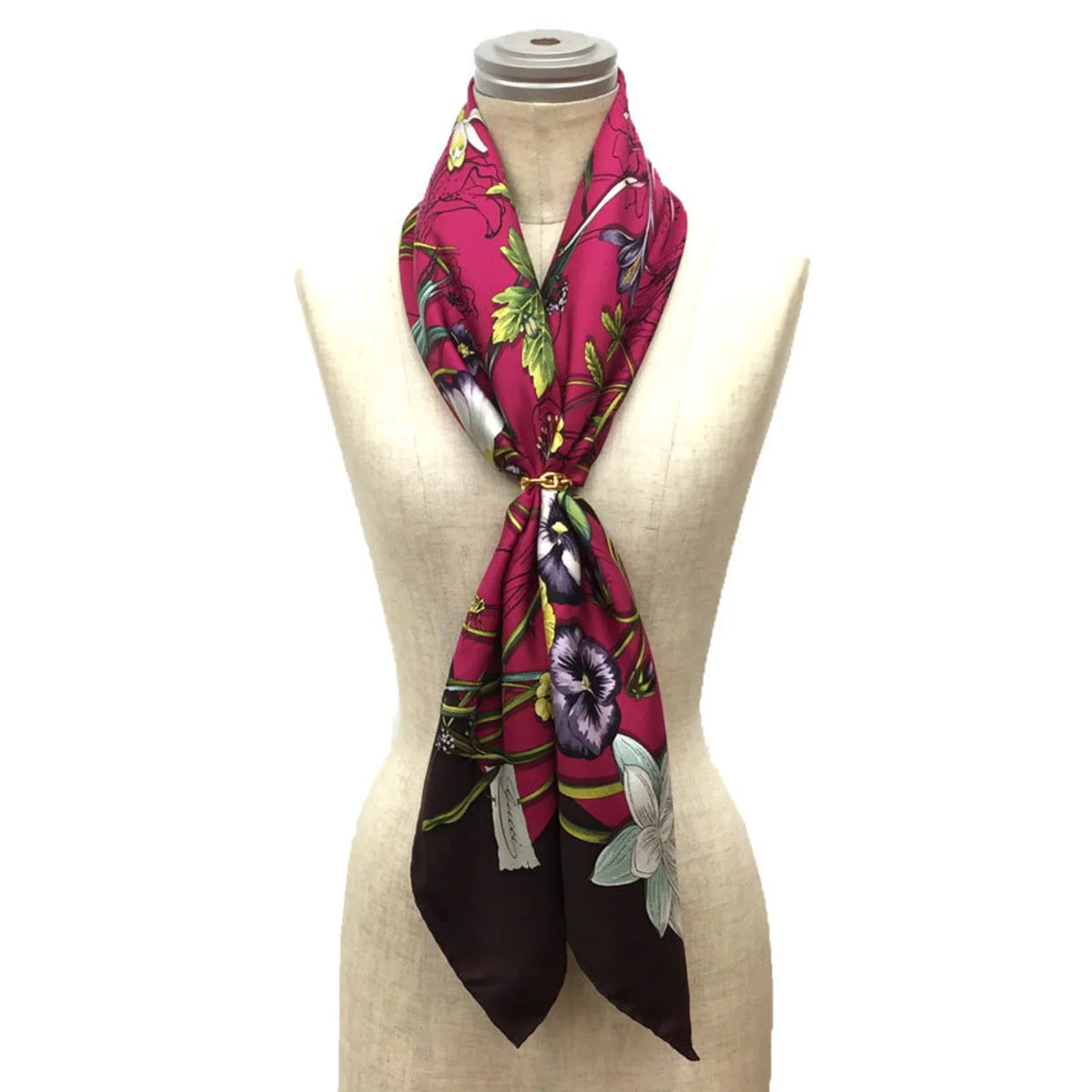 (Like Bordeaux Pre-Owned Flora 100% Silk x aq9410 GUCCI Muffler Large Gucci New) Pink Scarf Print Flower Carre