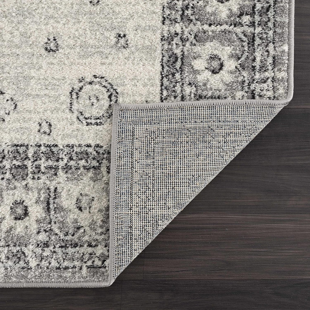 Boho Oriental Rug Living 10' Grey, Indoor X Bedroom, Marash Room, Distressed - 7'10" - Persian Beige - Pattern Traditional - Goksun Collection Vintage Area Medallion