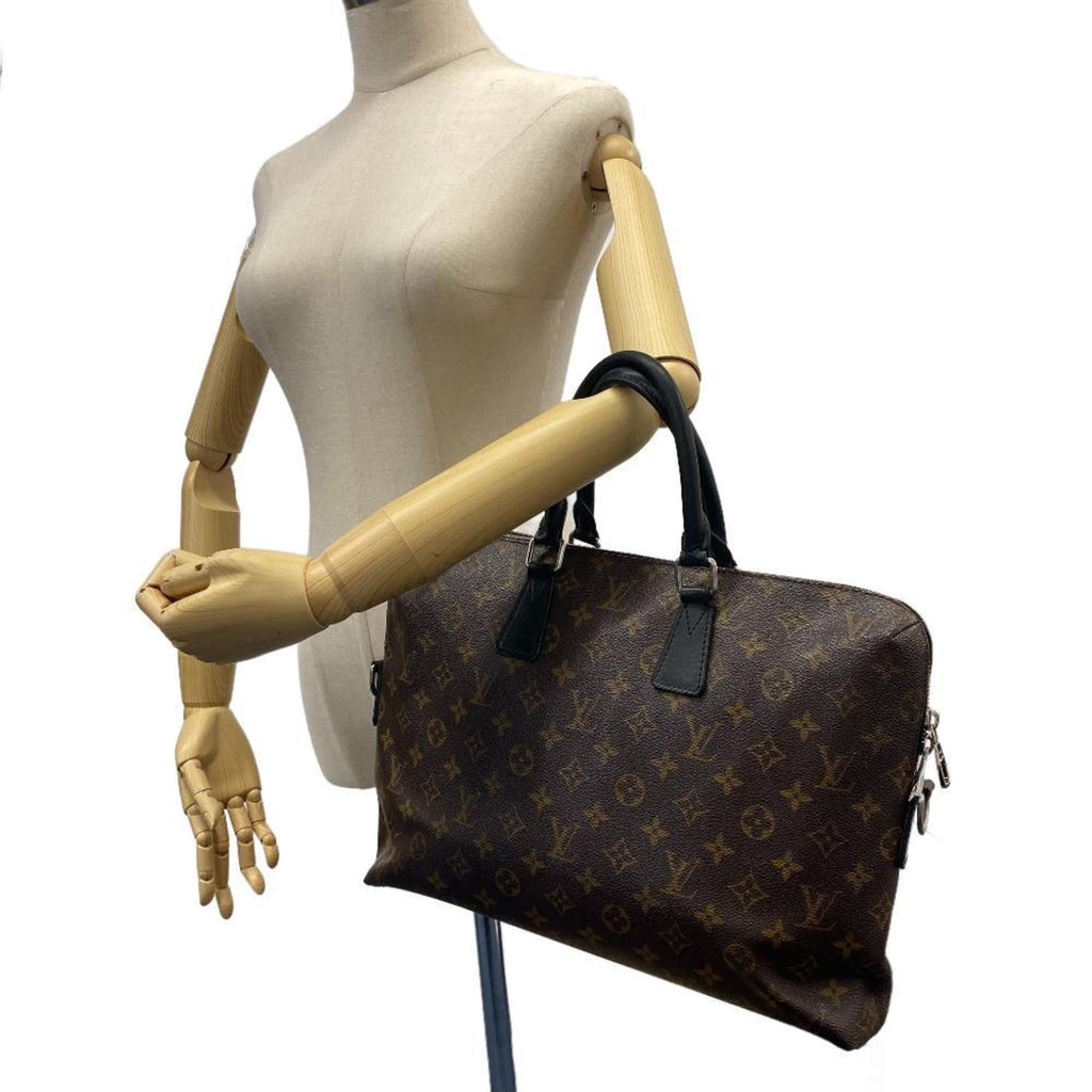 Porte M40868 Brown Pre-Owned Men's Z0006266 (Fair) LOUIS Bag Monogram Document Jour VUITTON