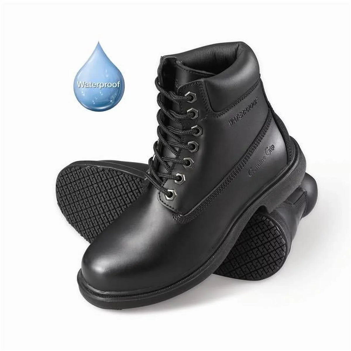 Boot in. Genuine Size Grip Womens Work Black Wide Toe Soft 6 8.5 Waterproof - Slip-Resistant