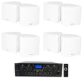 White 4-Room Wall Rockville Speakers Audio Home RPA40BT Receiver+(8) Cube Kit