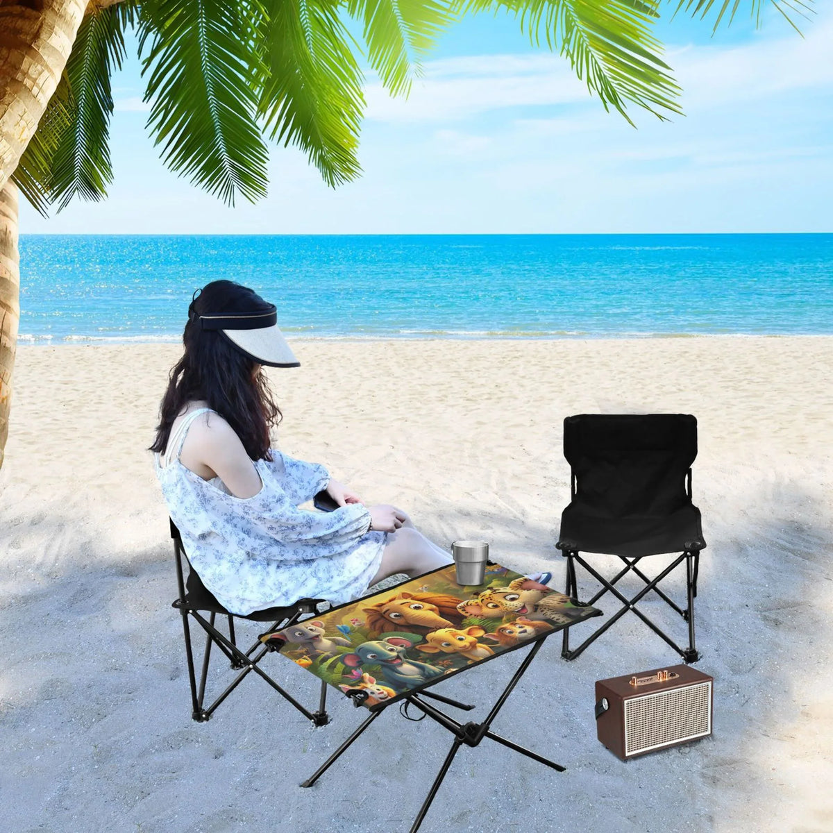 Picnic Beach BBQ Table Fishing Forest Camping Folding Portable Table Storage Travel Compact in Outdoor for Elephant with Table Bag