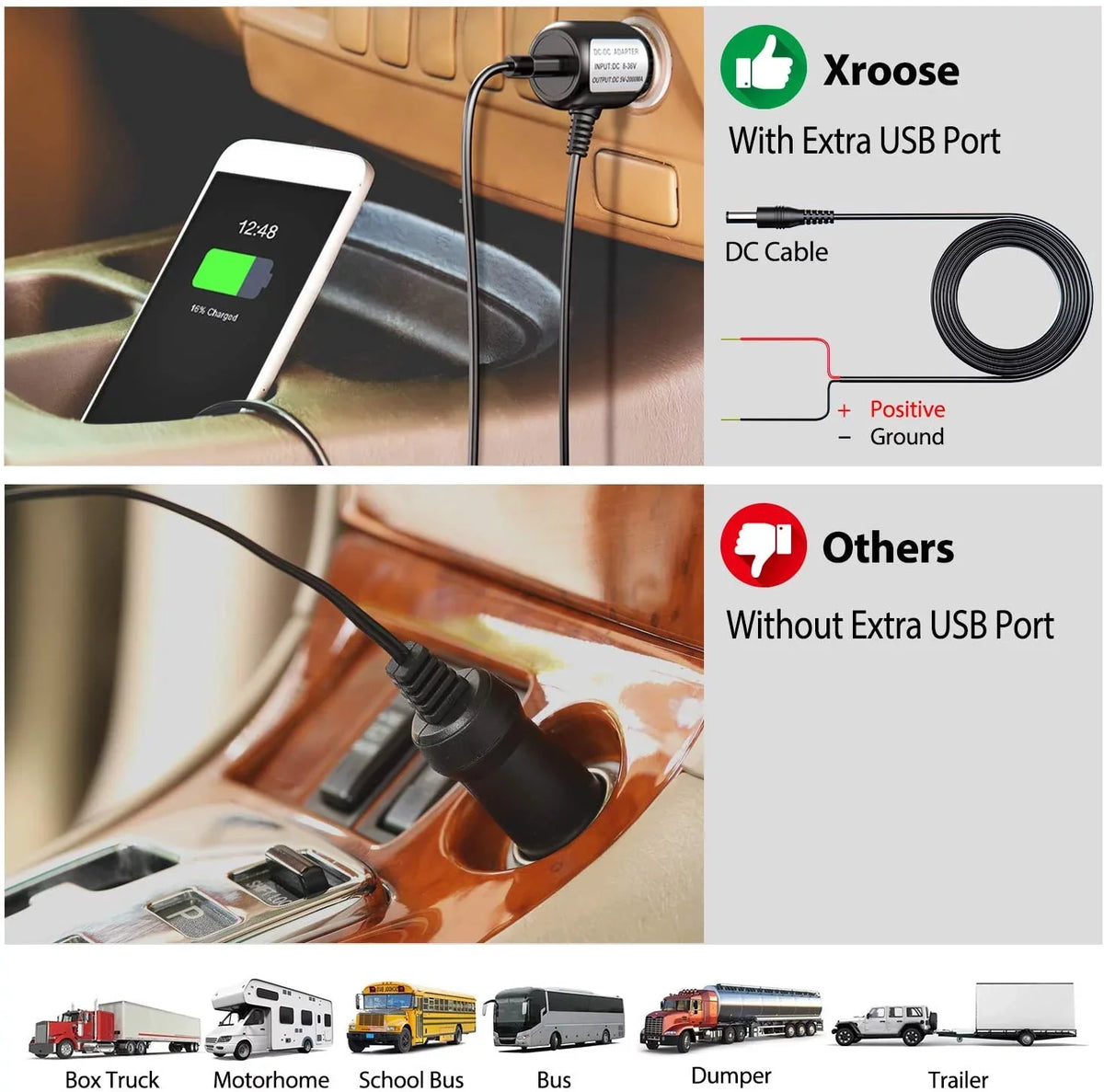 DVR Wireless Trailer, Camper, Pickup Monitor Xroose for RV 7” Rear + Range Button Camera Backup Long View Truck Extra 1080P with Signal Touch Camera CM1 Monitor Kit Recorder Motorhome for