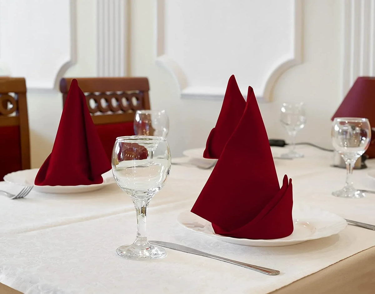 Lunch, Weddings, Washable Restaurant, 18x18 Inch] Cotton Blend Burgundy Hotel, Table [12 Pack, Reusable Inch Napkins Dinner and for Napkins 18x18 Kitchen Cloth Parties Event and Utopia Burgundy