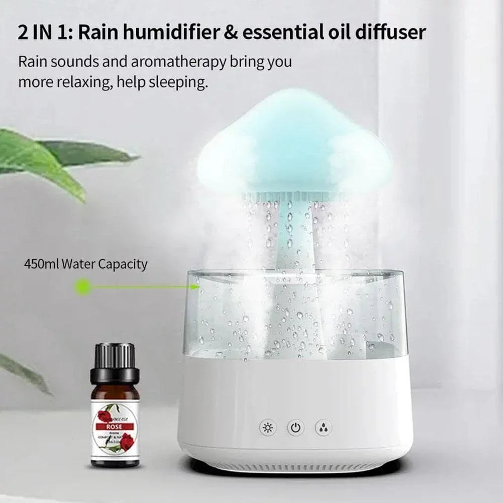 Mist, 450ml Light, 7 Bedside Cloud Relax Humidifier CJC Essential Drop Aromatherapy Rain Colors Diffuser Fountain Desk Sleep Oil LED Water