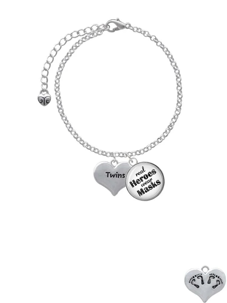 Twins with Masks Wear Heart Bracelet Dome Real Two Delight Baby Pair Jewelry Heroes of Charm Feet