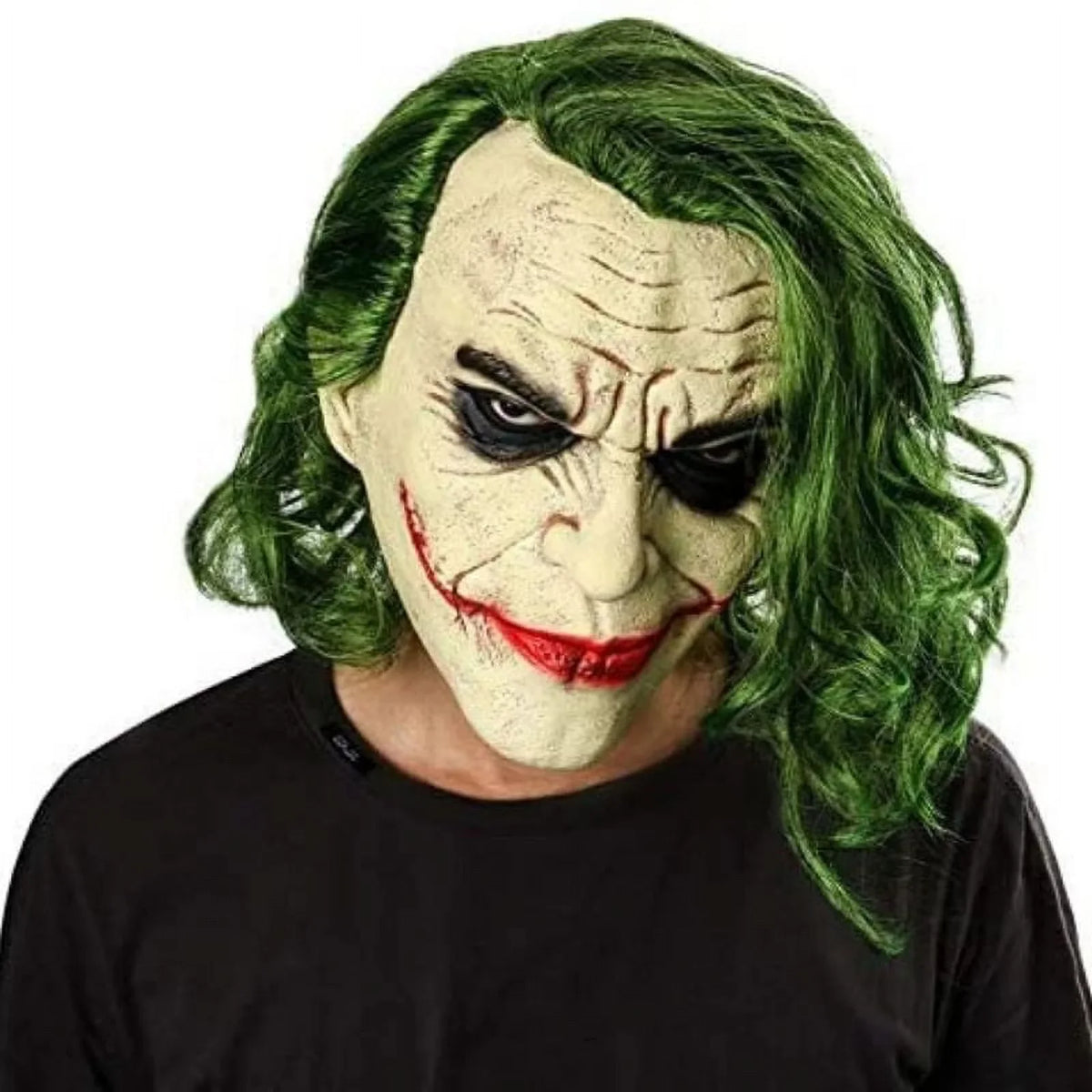 Accessory Lelaffet Joker Head Vinyl Masks Full Green with Adult Mask Hair