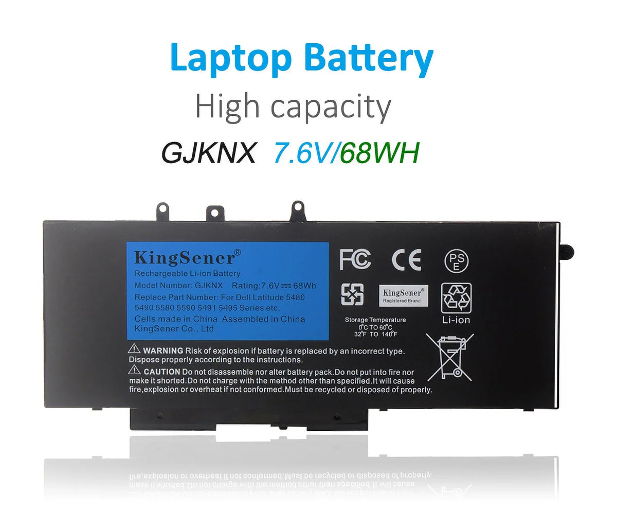 Battery Dell 5580 DELL For 5590 For 5490 GD1JP 5480 GJKNX Laptop Latitude Precision M3520 M3530 68WH 7.6V Kingsener