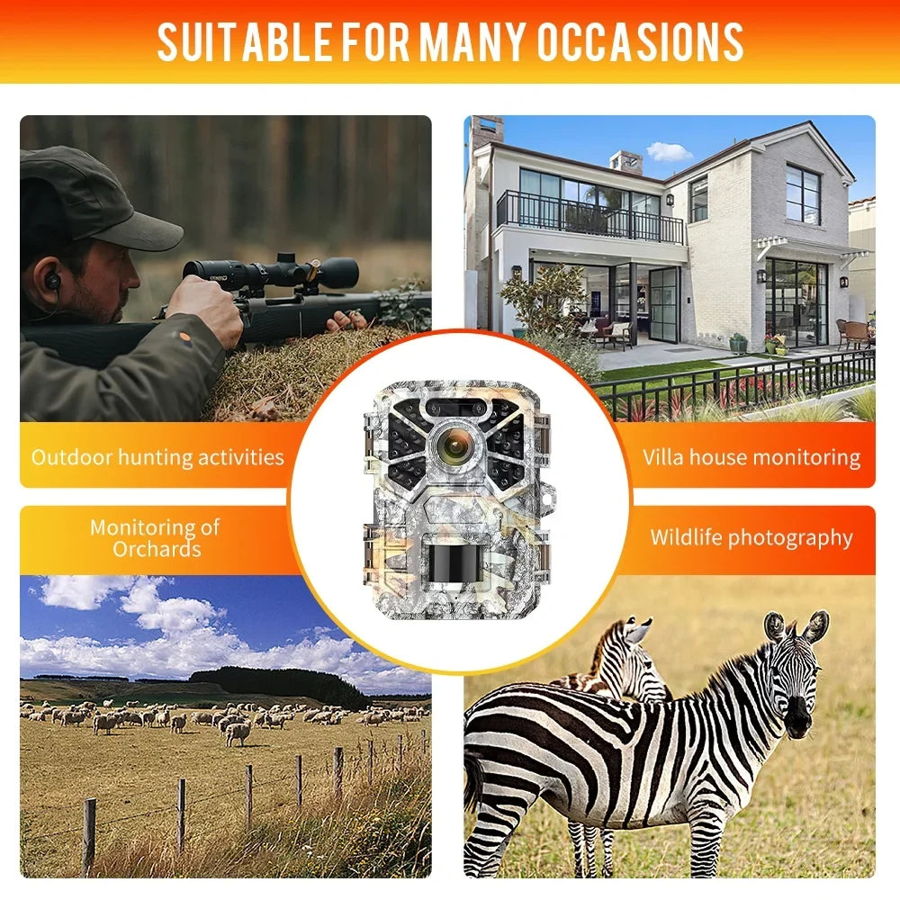 with Monitor 120° 2k Trail Game Infrared Night Monitoring, Waterproof Surveillance, Angle Camera, 30MP Lens with Farm Hunting Wildlife Vision Trail Camera Wide