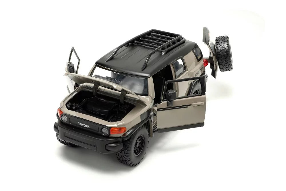 Roof 1/24 Toyota scale 34008 Jada and FJ Toys Cruiser Diecast w/ Wheels, Car Extra Rack - - Beige