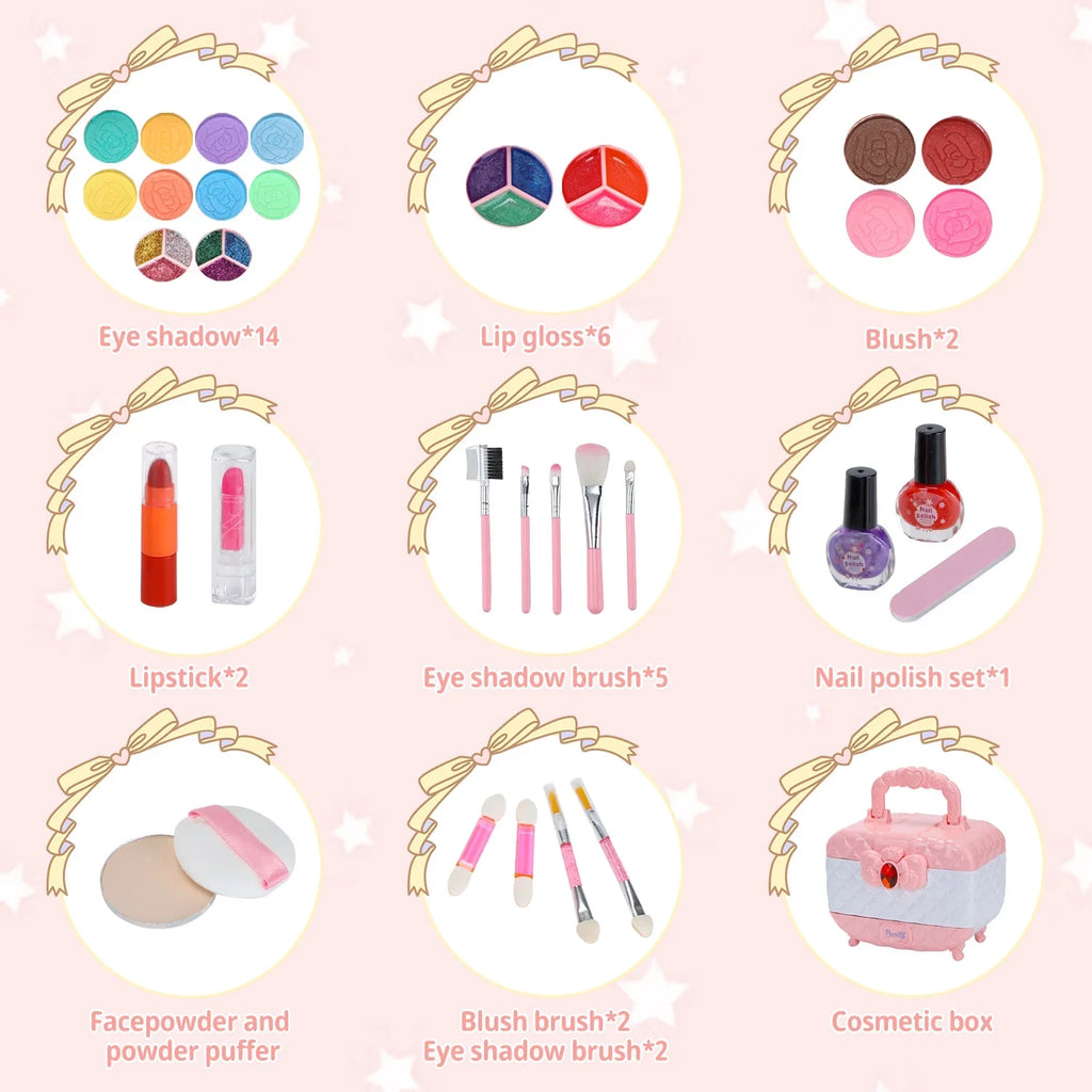 Frozen 3-12 Toys Cosmetic, & Makeup Kids Toddler for Washable Old & Safe Birthday Kit Year Set, Makeup Pcs Girl Girl Set Non-Toxic Gift Kids (Pink) for Real Makeup Girl Little 42 Christmas