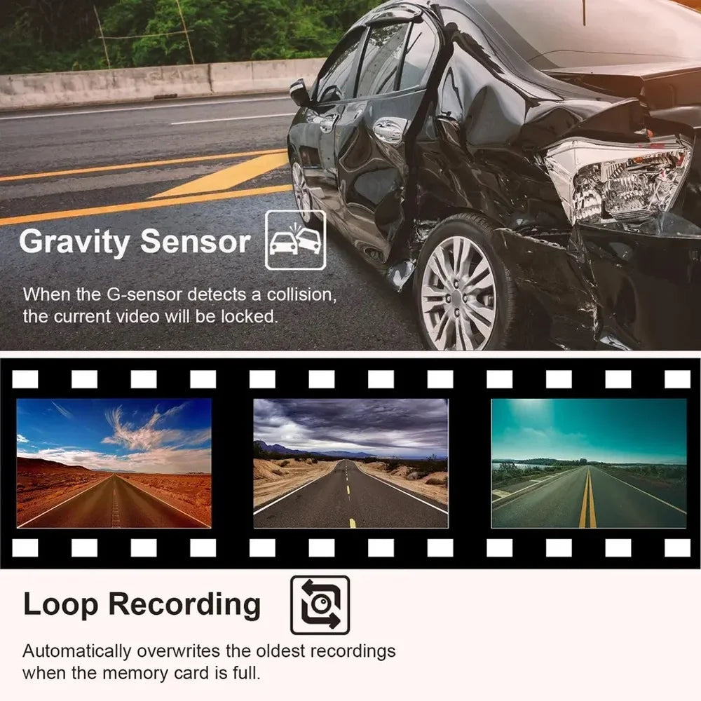 Video Mirror Cam and Clear Recording Car Rearview for with Parking Car Anself Dash