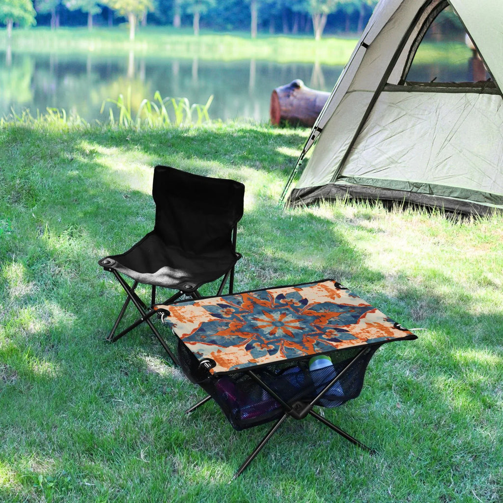 Bag Compact Table Table with Beach BBQ Fishing for Camping Pattern Table Portable Travel Mandala Storage Folding Picnic Outdoor