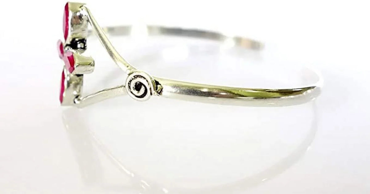 Party Red Bracelet Silver Women, Modern Fashion Plated Boho Natural Gemstone Design Bracelet, Cuff Jewelry Bohemian Ruby Designer Tribal Handmade for