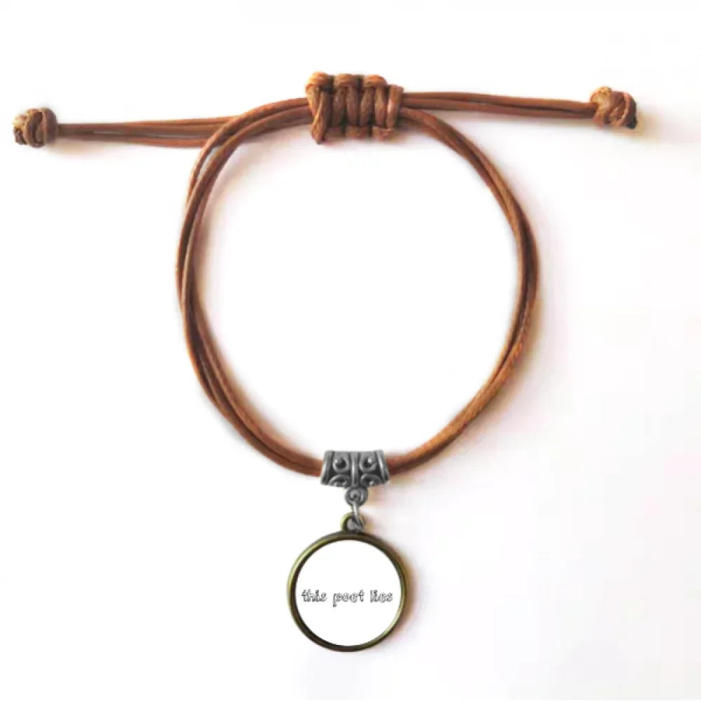 This Brown Lies Hide Poetry Wristband Leather Jewelry Quote Rope Poet Bracelet Famous